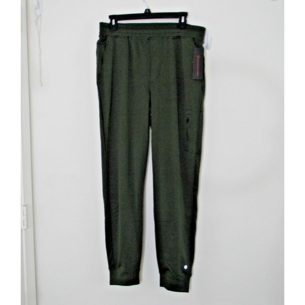 Bally Fitness Mens Green Joggers Zip Pockets Workout Casaul Everyday Sz Med NWT